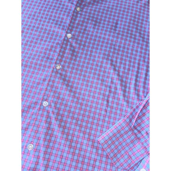 Mens Bonobos Purple Blue Pink Checkered Long Sleeve Slim Fit Button Down Shirt L - Picture 4 of 9